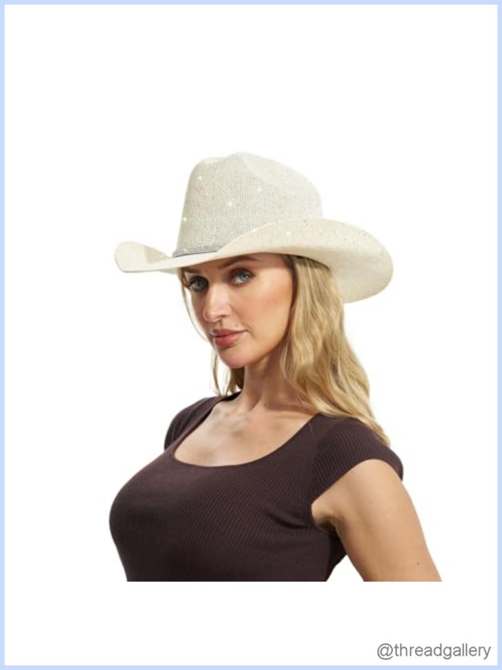 Sequin Cowboy Hat Sparkly Cowgirl Hat Thread Detail Western Party Hat